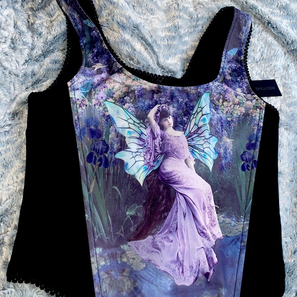 Dolls Kill: Ink and Feather Portrait Print Bodice - Picture 4 of 6